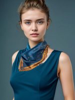 CELESTIAL BLUE ANTIQUE STAR MAP SILK SATIN SQUARE SCARF