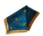 CELESTIAL BLUE ANTIQUE STAR MAP SILK SATIN SQUARE SCARF - Image 4