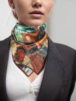 VINTAGE STREET GUITARIST PHOTO COLLAGE SILK SATIN SQUARE SCARF