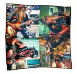 VINTAGE STREET GUITARIST PHOTO COLLAGE SILK SATIN SQUARE SCARF - Image 2