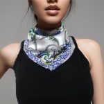 ROYAL BLUE PEACOCK FEATHER FRACTAL SILK SATIN SQUARE SCARF