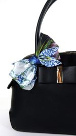 ROYAL BLUE PEACOCK FEATHER FRACTAL SILK SATIN SQUARE SCARF - Image 3