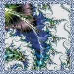 ROYAL BLUE PEACOCK FEATHER FRACTAL SILK SATIN SQUARE SCARF - Image 2