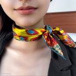 SCARLET FRACTAL GARDEN SILK SATIN SQUARE SCARF - Image 5