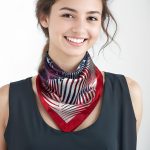 PATRIOTIC STARS AND STRIPES WAVE SILK SATIN SQUARE SCARF