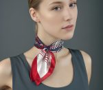 PATRIOTIC STARS AND STRIPES WAVE SILK SATIN SQUARE SCARF - Image 4