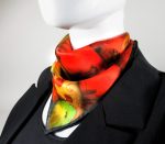 CRIMSON FANTASY CREATURE GARDEN SILK SATIN SQUARE SCARF - Image 5