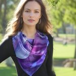 DREAMY LAVENDER BLUE ABSTRACT FLORAL SILK SATIN SQUARE SCARF