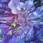 DREAMY LAVENDER BLUE ABSTRACT FLORAL SILK SATIN SQUARE SCARF - Image 2