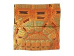 CORAL ORANGE ARCHITECTURAL DOME SILK SATIN SQUARE SCARF - Image 2