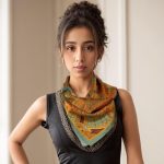 CORAL ORANGE ARCHITECTURAL DOME SILK SATIN SQUARE SCARF - Image 4