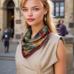 CRIMSON GOLD BAROQUE ACANTHUS SILK SATIN SQUARE SCARF