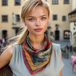 CRIMSON GOLD BAROQUE ACANTHUS SILK SATIN SQUARE SCARF - Image 5