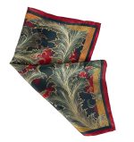 CRIMSON GOLD BAROQUE ACANTHUS SILK SATIN SQUARE SCARF - Image 3
