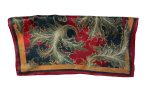 CRIMSON GOLD BAROQUE ACANTHUS SILK SATIN SQUARE SCARF - Image 4