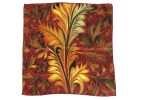 BURGUNDY GOLDEN FEATHER FOLIAGE SILK SATIN SQUARE SCARF - Image 2