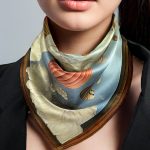 VINTAGE HOT AIR BALLOON SEASIDE SILK SATIN SQUARE SCARF