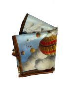 VINTAGE HOT AIR BALLOON SEASIDE SILK SATIN SQUARE SCARF - Image 3