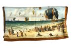 VINTAGE HOT AIR BALLOON SEASIDE SILK SATIN SQUARE SCARF - Image 5