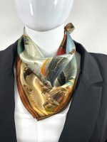 VINTAGE HOT AIR BALLOON SEASIDE SILK SATIN SQUARE SCARF - Image 4