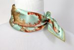 ROSE GOLD FRACTAL FEATHER SILK SATIN SQUARE SCARF - Image 5