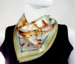 ROSE GOLD FRACTAL FEATHER SILK SATIN SQUARE SCARF - Image 4