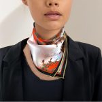 SCARLET FRACTAL GARDEN SILK SATIN SQUARE SCARF