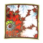 SCARLET FRACTAL GARDEN SILK SATIN SQUARE SCARF - Image 2