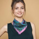 VIBRANT TURQUOISE PAISLEY FLORAL SILK SATIN SQUARE SCARF