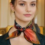 AUTUMN ORANGE SURREAL BOTANICAL SILK SATIN SQUARE SCARF