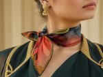 AUTUMN ORANGE SURREAL BOTANICAL SILK SATIN SQUARE SCARF - Image 4