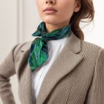 MIDNIGHT TEAL FEATHERED BLOSSOM SILK SATIN SQUARE SCARF