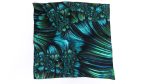 MIDNIGHT TEAL FEATHERED BLOSSOM SILK SATIN SQUARE SCARF - Image 2
