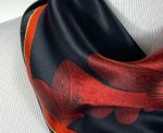 EMBER ORANGE FRACTAL PLUME SILK SATIN SQUARE SCARF - Image 4