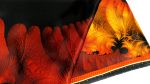 EMBER ORANGE FRACTAL PLUME SILK SATIN SQUARE SCARF - Image 3
