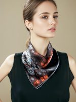 MIDNIGHT CRYSTAL KALEIDOSCOPE SILK SATIN SQUARE SCARF