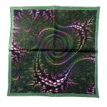 EMERALD GREEN SPIRAL KALEIDOSCOPE SILK SATIN SQUARE SCARF - Image 2
