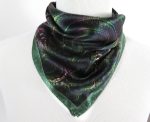 EMERALD GREEN SPIRAL KALEIDOSCOPE SILK SATIN SQUARE SCARF - Image 5