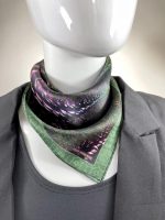 EMERALD GREEN SPIRAL KALEIDOSCOPE SILK SATIN SQUARE SCARF - Image 6