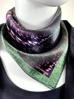 EMERALD GREEN SPIRAL KALEIDOSCOPE SILK SATIN SQUARE SCARF - Image 7
