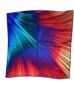 NEON BLUE AND RED RADIANT LIGHT SILK SATIN SQUARE SCARF - Image 2