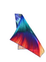 NEON BLUE AND RED RADIANT LIGHT SILK SATIN SQUARE SCARF - Image 5